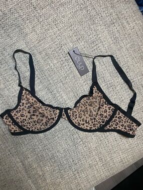 NWT CUUP Leopard-Print Underwire Bra - Nude & Black